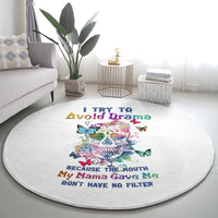 i-try-to-avoid-drama-sugar-skull-colorful-round-carpet
