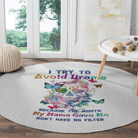 i-try-to-avoid-drama-sugar-skull-colorful-round-carpet