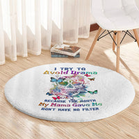 i-try-to-avoid-drama-sugar-skull-colorful-round-carpet
