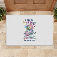 I Try To Avoid Drama Sugar Skull Colorful Rubber Doormat - Wonder Print Shop