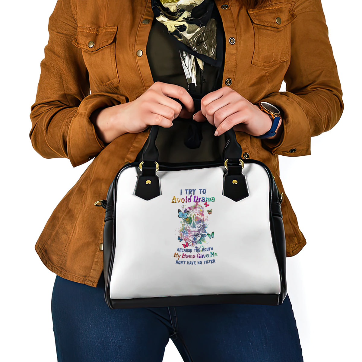 i-try-to-avoid-drama-sugar-skull-colorful-shoulder-handbag
