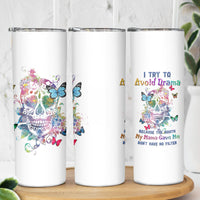 I Try To Avoid Drama Sugar Skull Colorful Skinny Tumbler - Wonder Print Shop