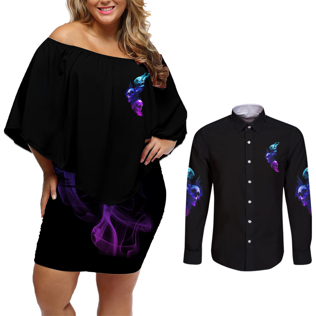 My Give A F Is Broken All Couples Matching Off Shoulder Short Dress and Long Sleeve Button Shirt - Wonder Print Shop