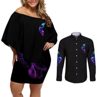 My Give A F Is Broken All Couples Matching Off Shoulder Short Dress and Long Sleeve Button Shirt - Wonder Print Shop