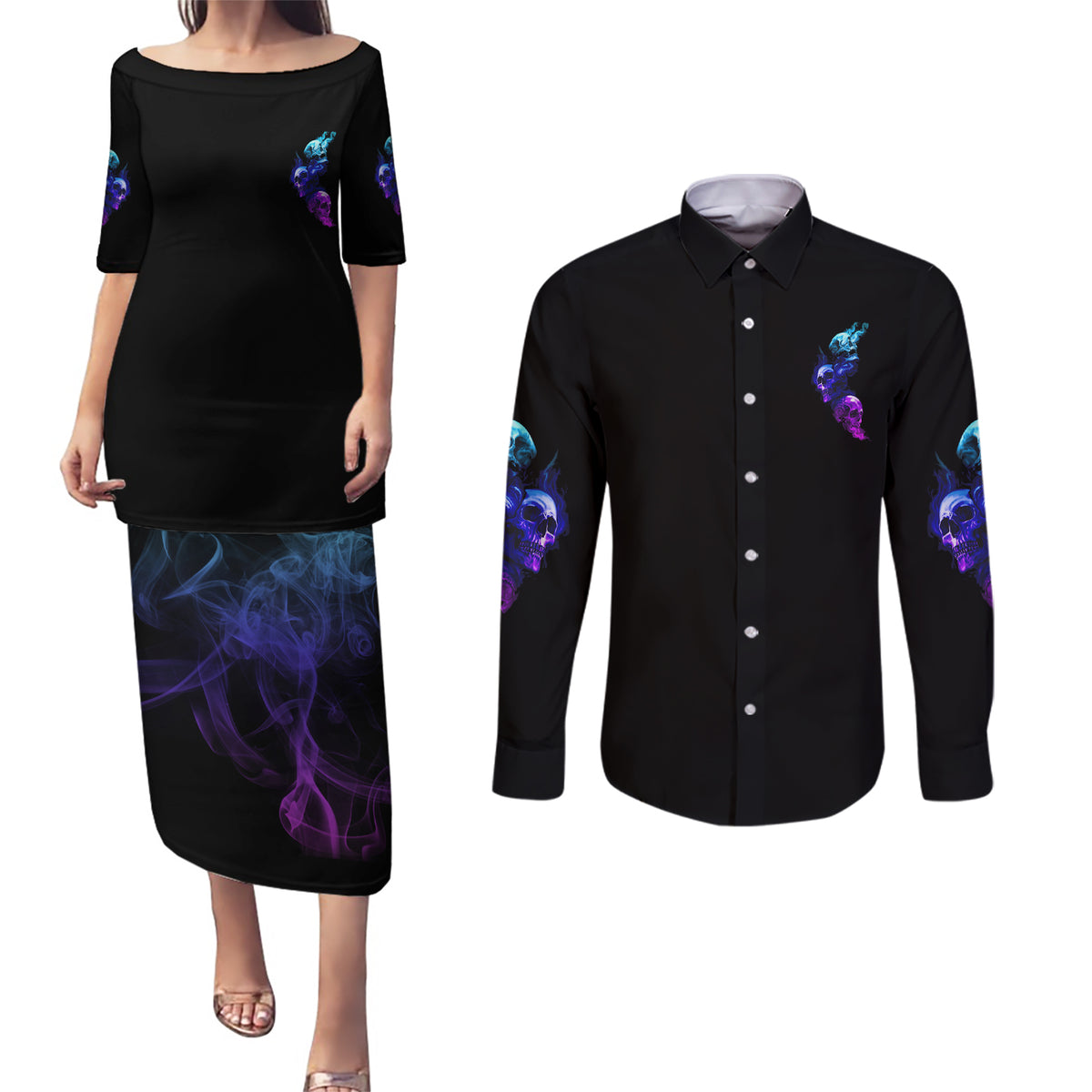 My Give A F Is Broken All Couples Matching Puletasi Dress and Long Sleeve Button Shirt - Wonder Print Shop