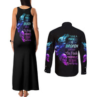 My Give A F Is Broken All Couples Matching Tank Maxi Dress and Long Sleeve Button Shirt - Wonder Print Shop
