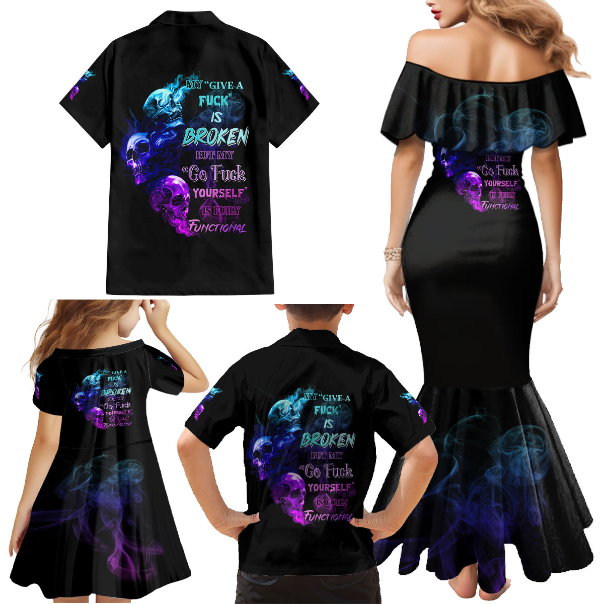 My Give A F Is Broken All Family Matching Mermaid Dress and Hawaiian Shirt - Wonder Print Shop