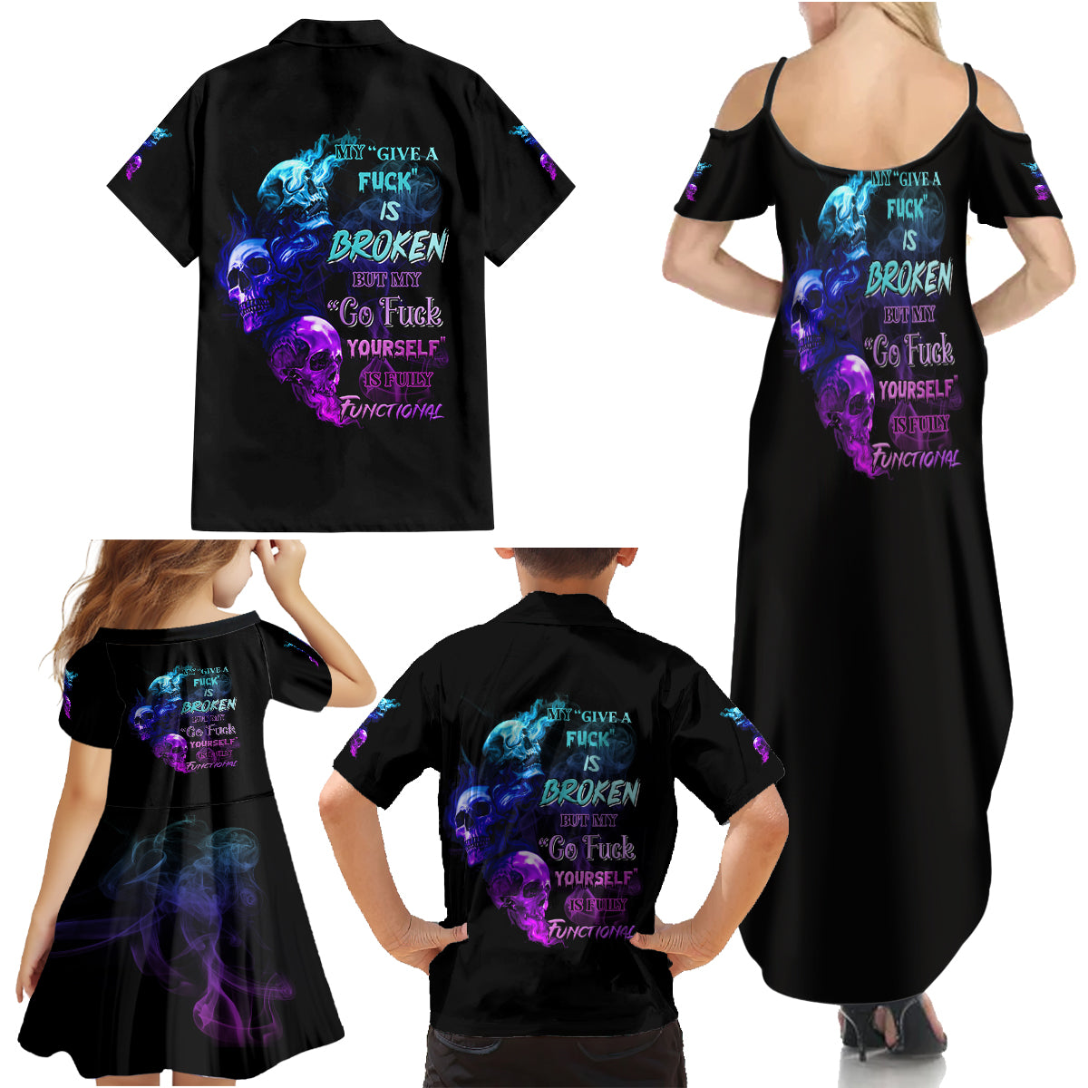 My Give A F Is Broken All Family Matching Summer Maxi Dress and Hawaiian Shirt - Wonder Print Shop