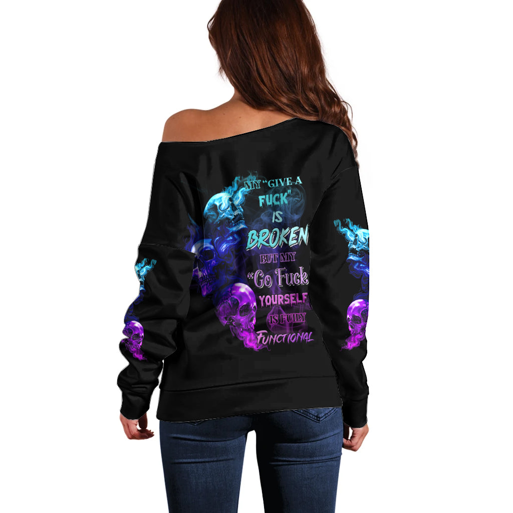 My Give A F Is Broken All Off Shoulder Sweater - Wonder Print Shop