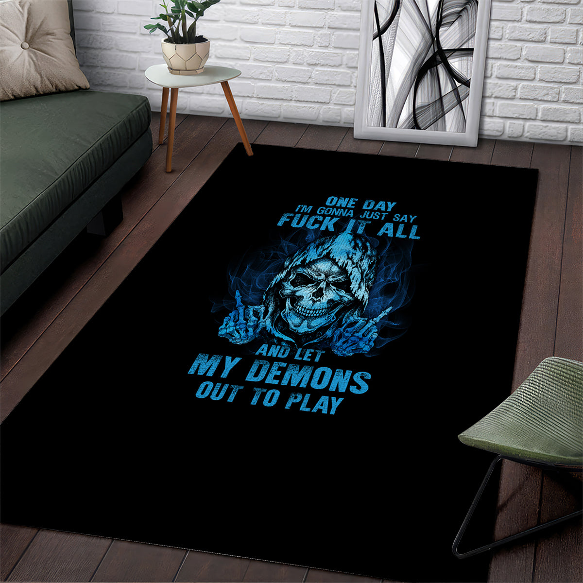 My Demons Out To Play Skull Area Rug - Wonder Print Shop