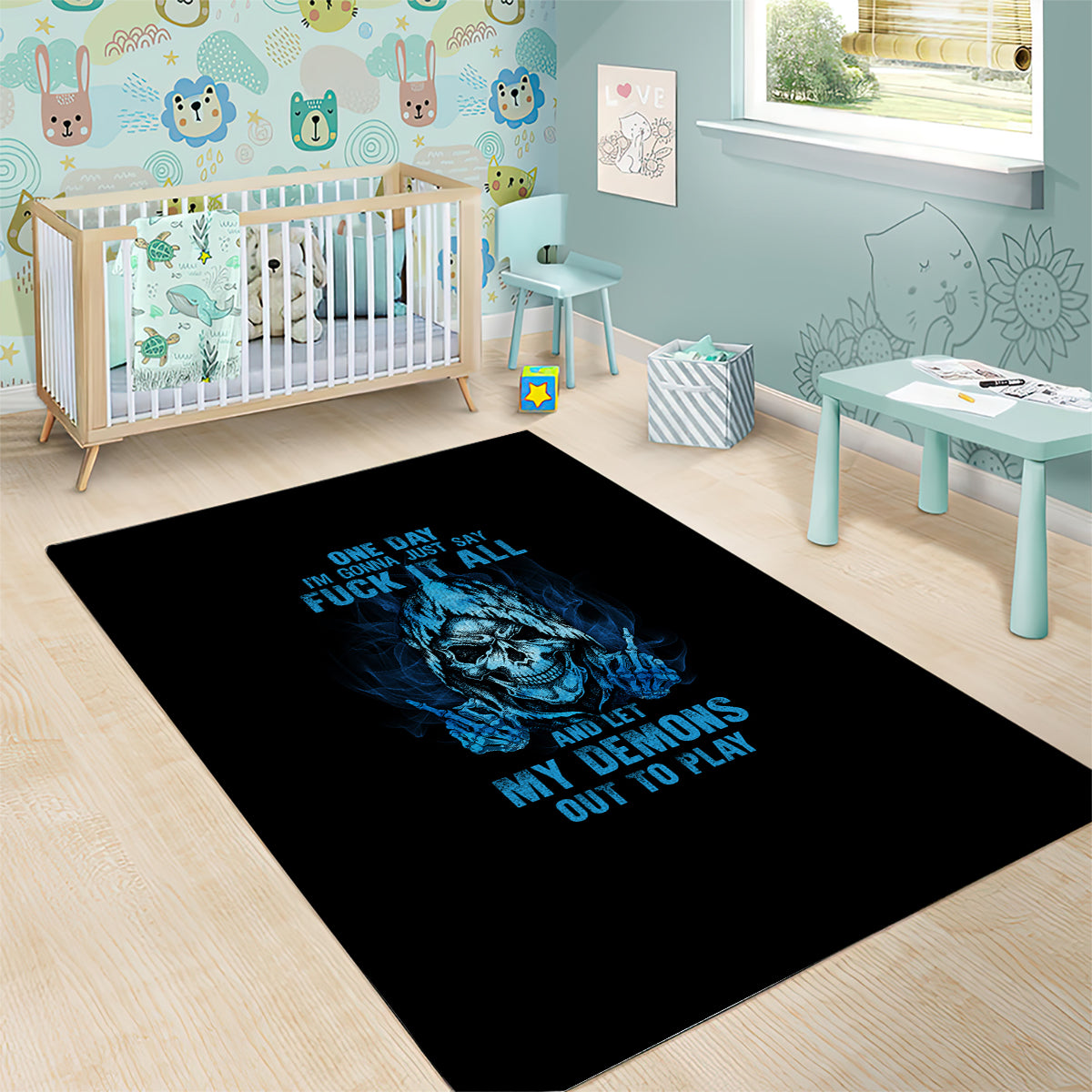 My Demons Out To Play Skull Area Rug - Wonder Print Shop