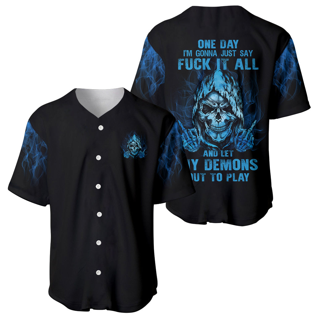 My Demons Out To Play Skull Baseball Jersey - Wonder Print Shop
