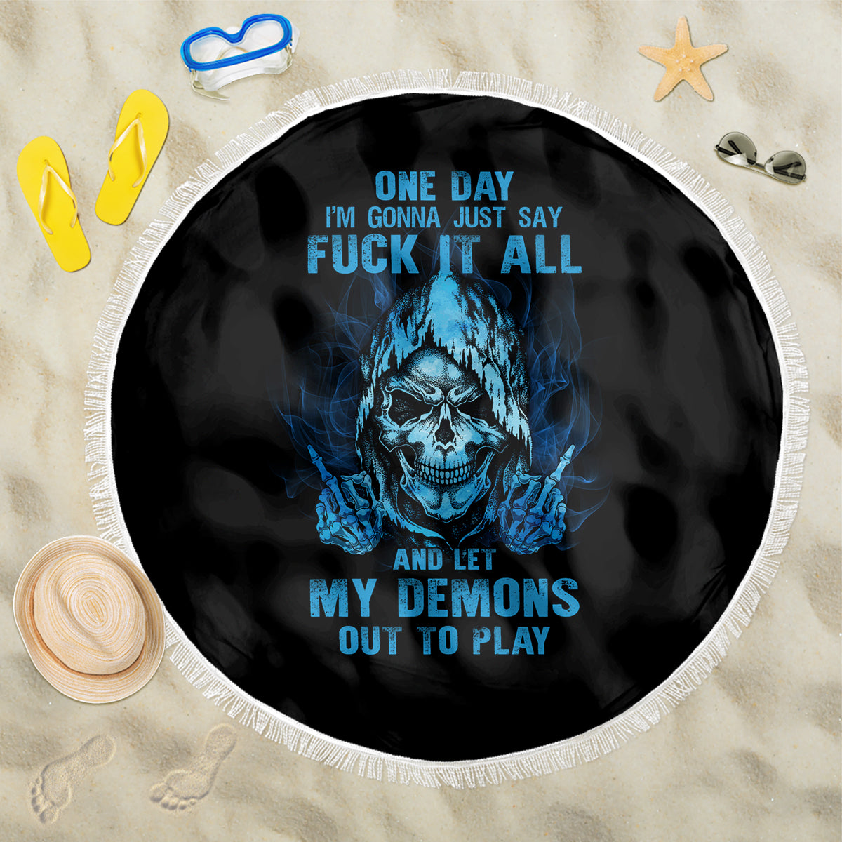 My Demons Out To Play Skull Beach Blanket - Wonder Print Shop