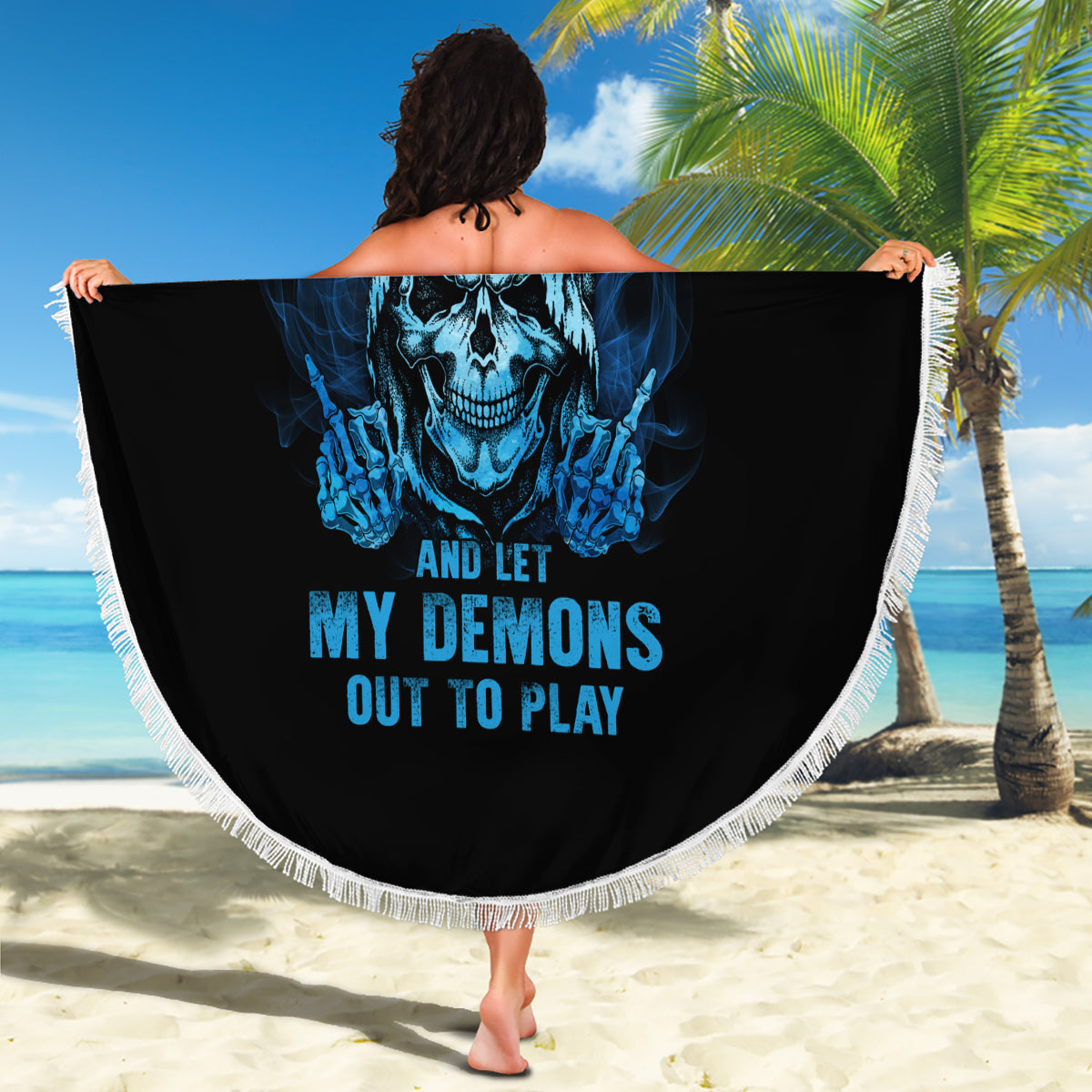 My Demons Out To Play Skull Beach Blanket - Wonder Print Shop