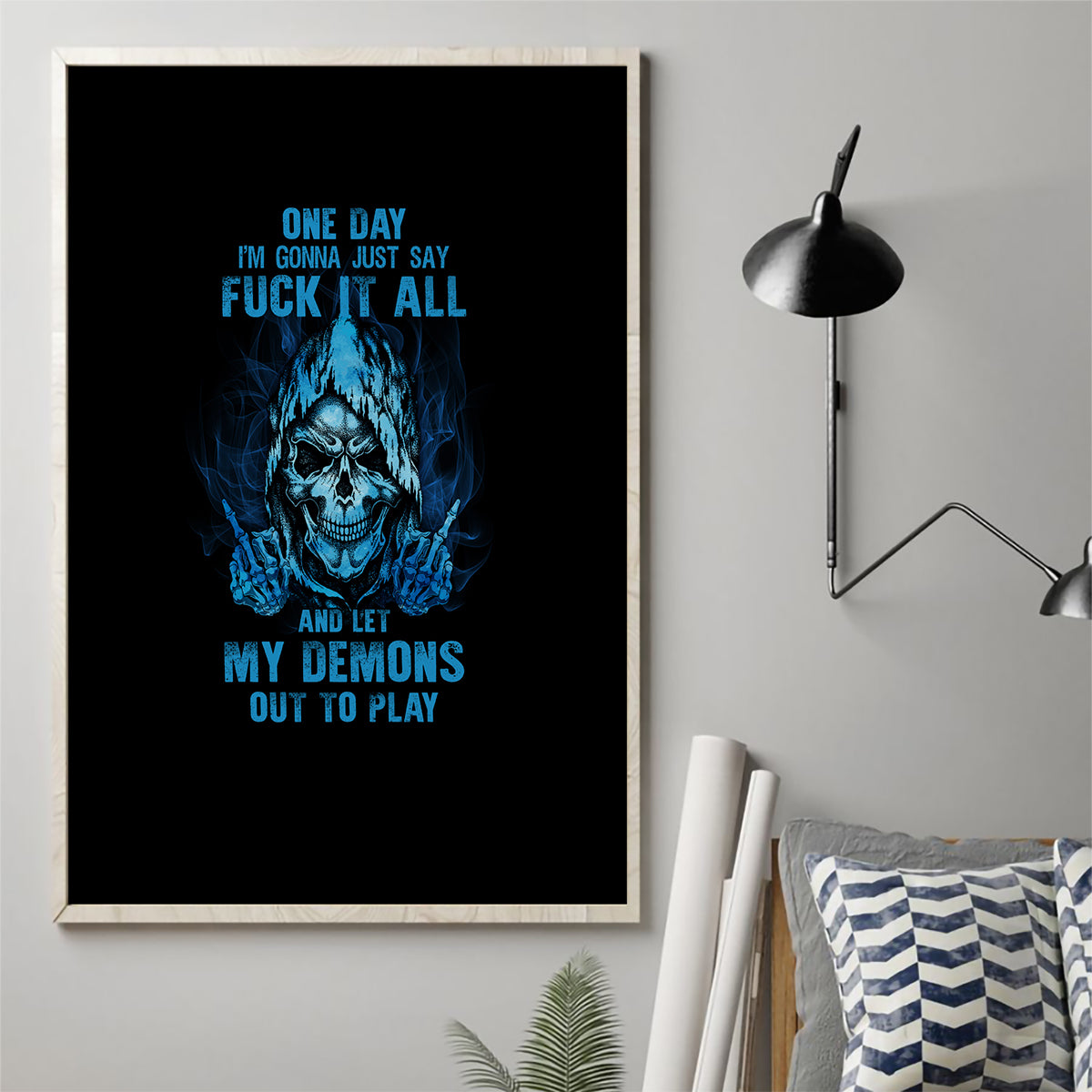 My Demons Out To Play Skull Canvas Wall Art - Wonder Print Shop