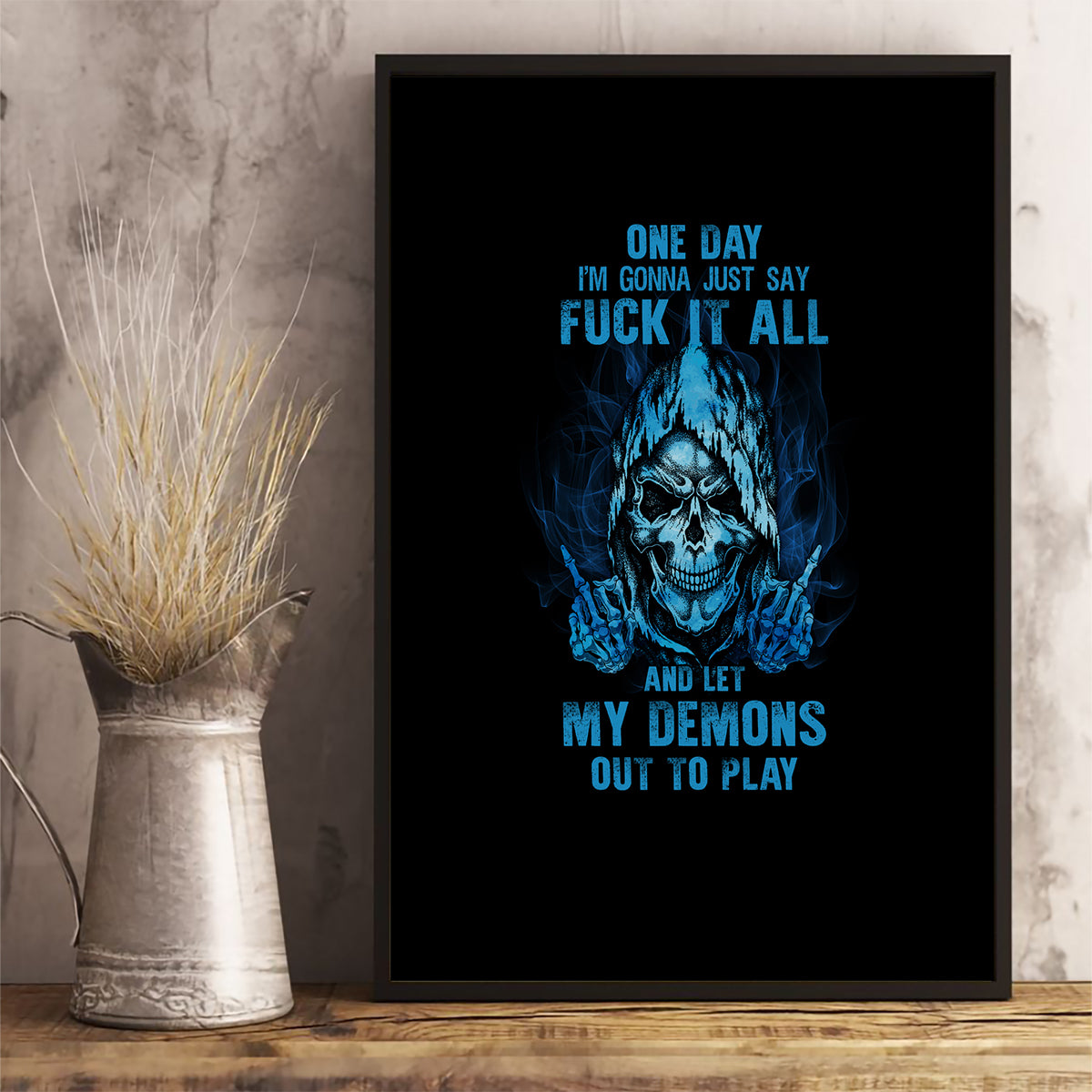 My Demons Out To Play Skull Canvas Wall Art - Wonder Print Shop