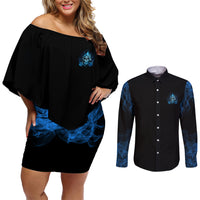 My Demons Out To Play Skull Couples Matching Off Shoulder Short Dress and Long Sleeve Button Shirt - Wonder Print Shop
