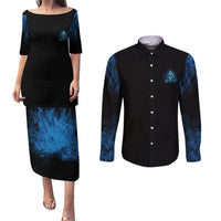 My Demons Out To Play Skull Couples Matching Puletasi Dress and Long Sleeve Button Shirt - Wonder Print Shop