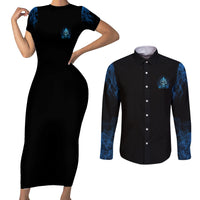 My Demons Out To Play Skull Couples Matching Short Sleeve Bodycon Dress and Long Sleeve Button Shirt - Wonder Print Shop
