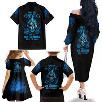 My Demons Out To Play Skull Family Matching Off Shoulder Long Sleeve Dress and Hawaiian Shirt - Wonder Print Shop