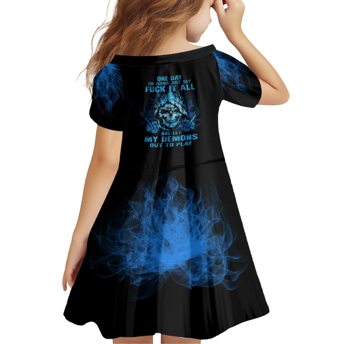 My Demons Out To Play Skull Family Matching Off Shoulder Short Dress and Hawaiian Shirt - Wonder Print Shop