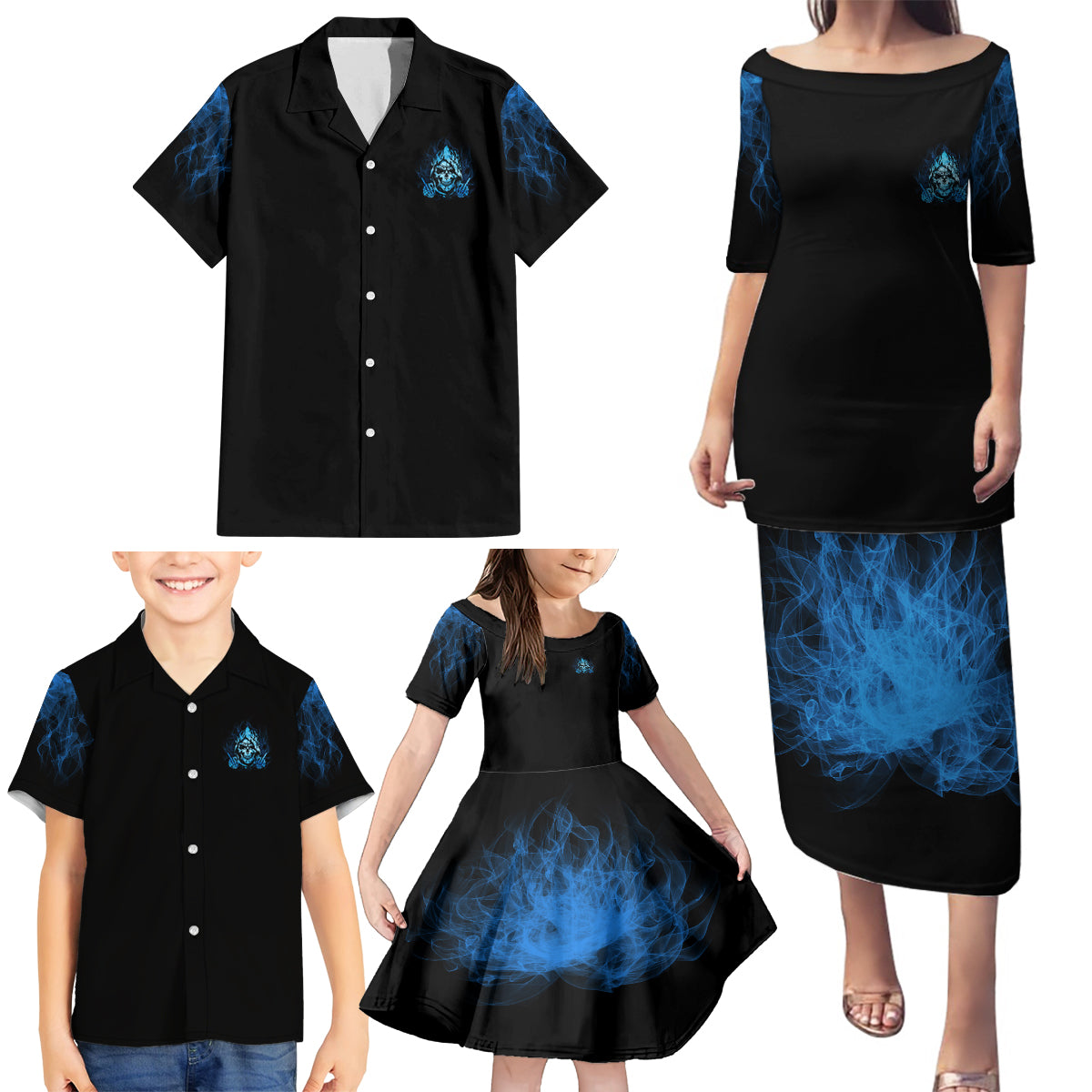 My Demons Out To Play Skull Family Matching Puletasi Dress and Hawaiian Shirt - Wonder Print Shop