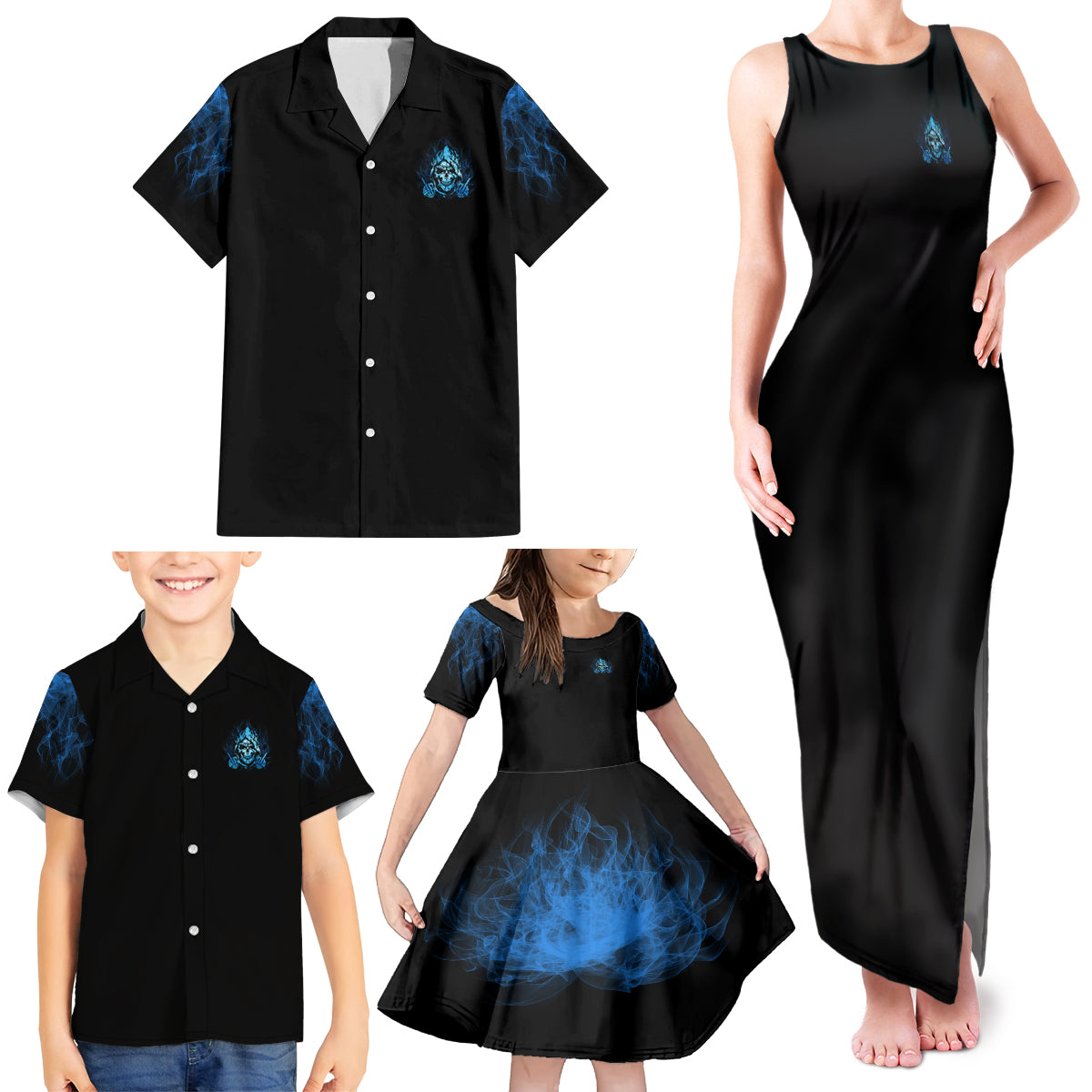 My Demons Out To Play Skull Family Matching Tank Maxi Dress and Hawaiian Shirt - Wonder Print Shop