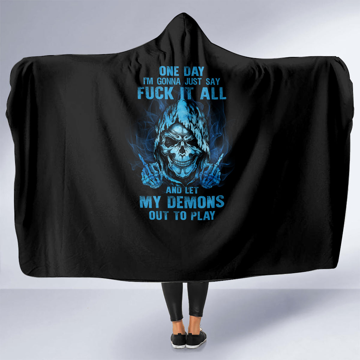 my-demons-out-to-play-skull-hooded-blanket