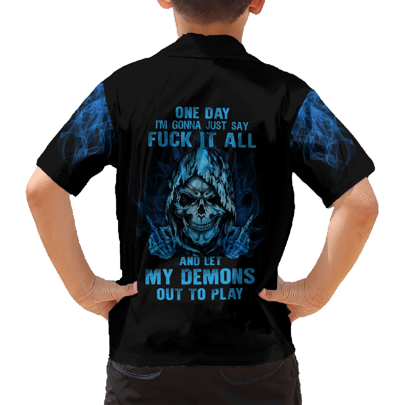 My Demons Out To Play Skull Kid Hawaiian Shirt - Wonder Print Shop