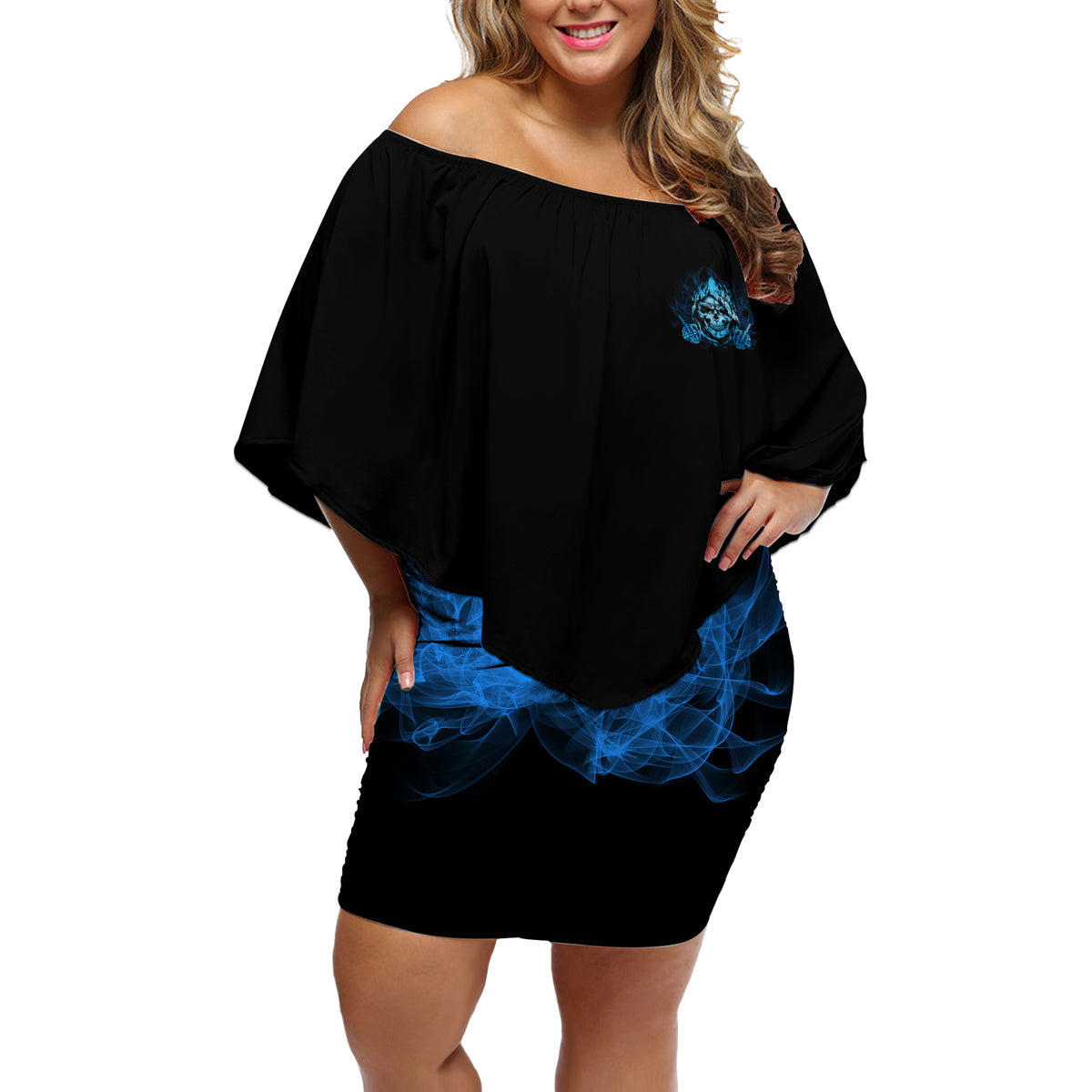 My Demons Out To Play Skull Off Shoulder Short Dress - Wonder Print Shop