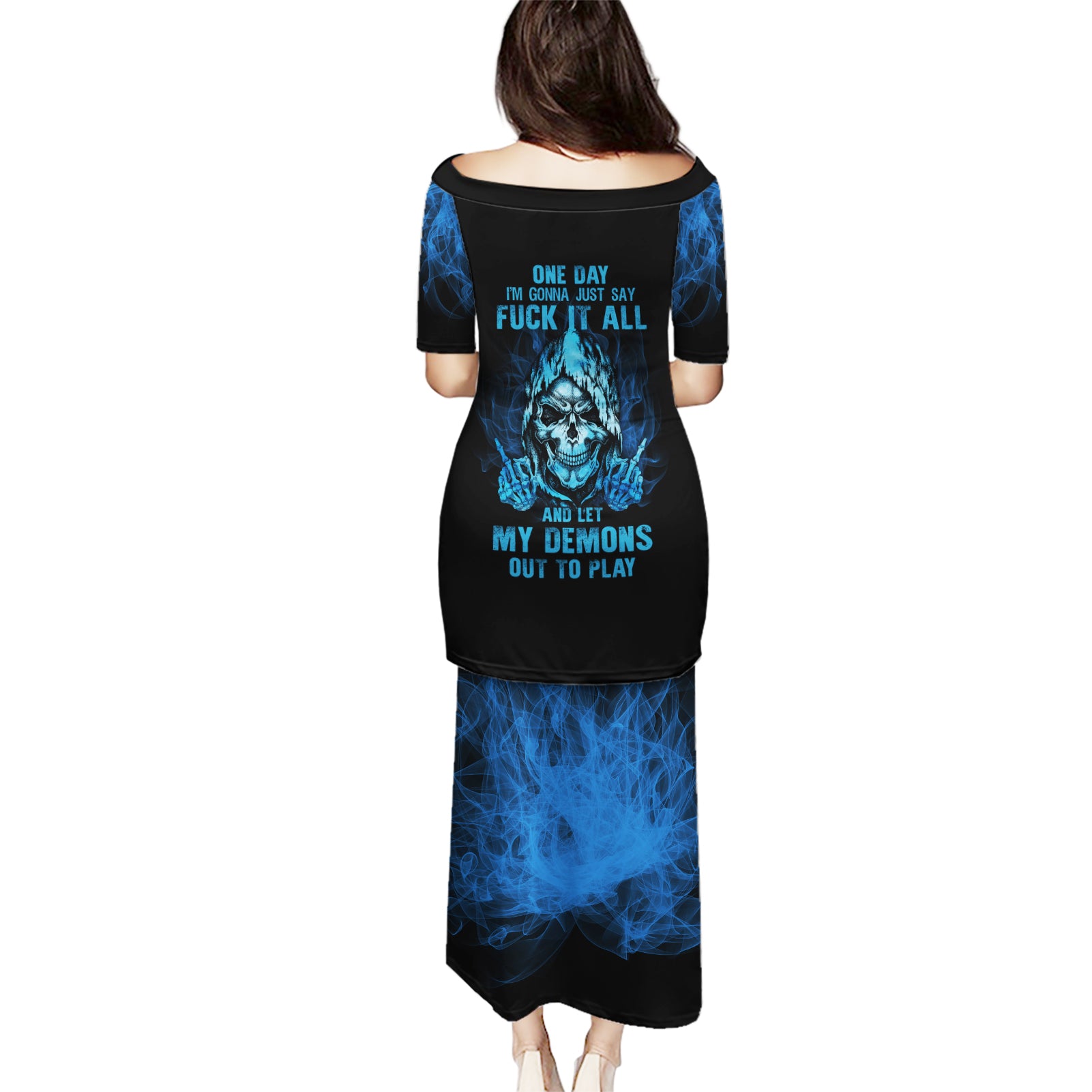 My Demons Out To Play Skull Puletasi - Wonder Print Shop