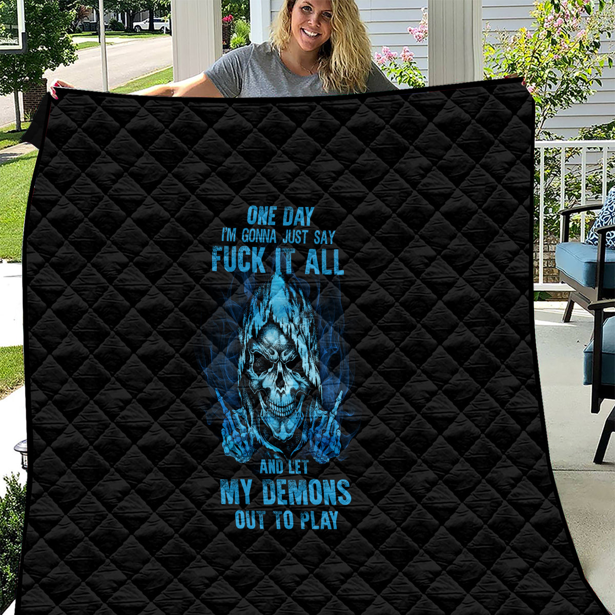My Demons Out To Play Skull Quilt - Wonder Print Shop