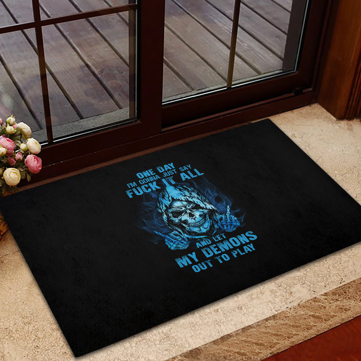 My Demons Out To Play Skull Rubber Doormat - Wonder Print Shop