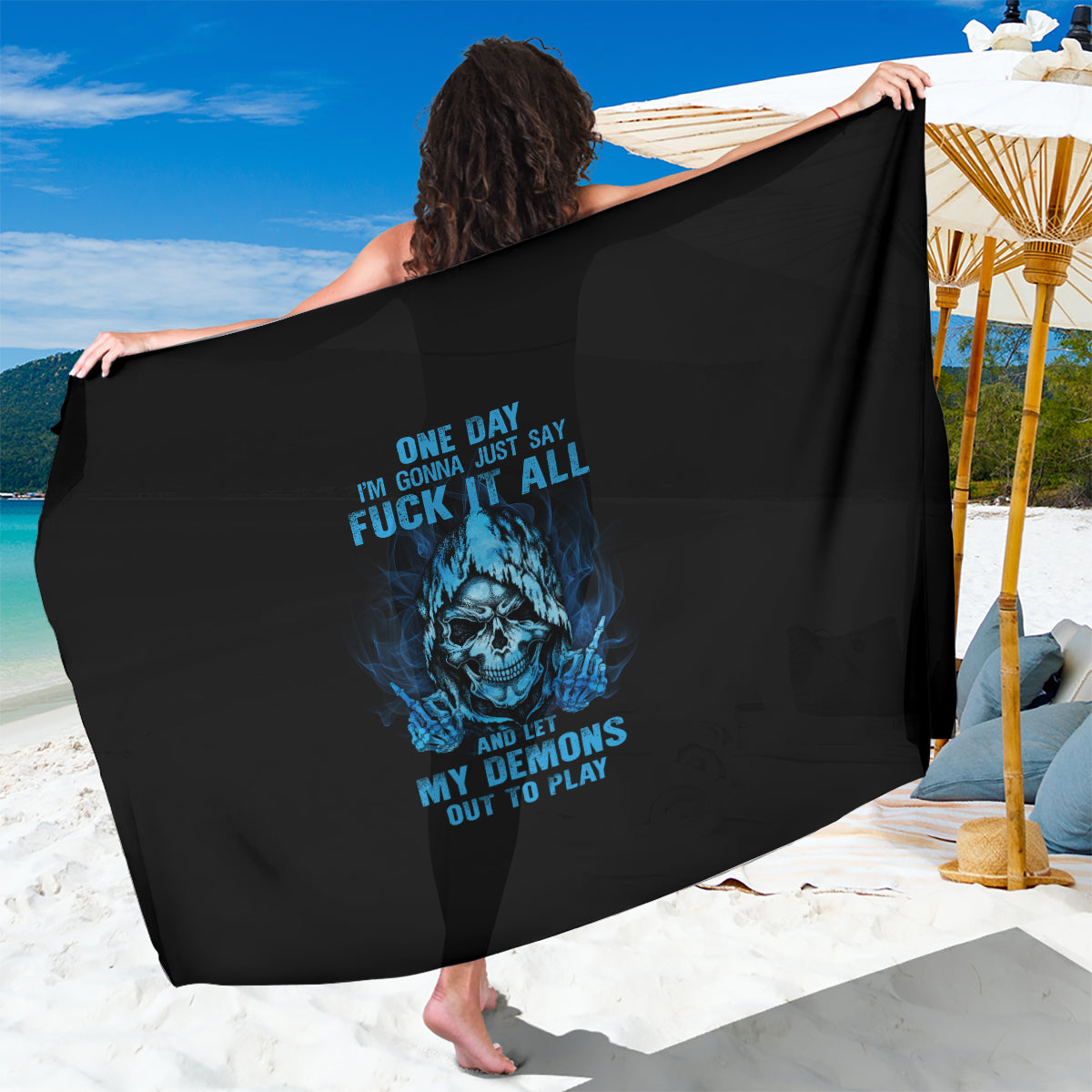 My Demons Out To Play Skull Sarong - Wonder Print Shop