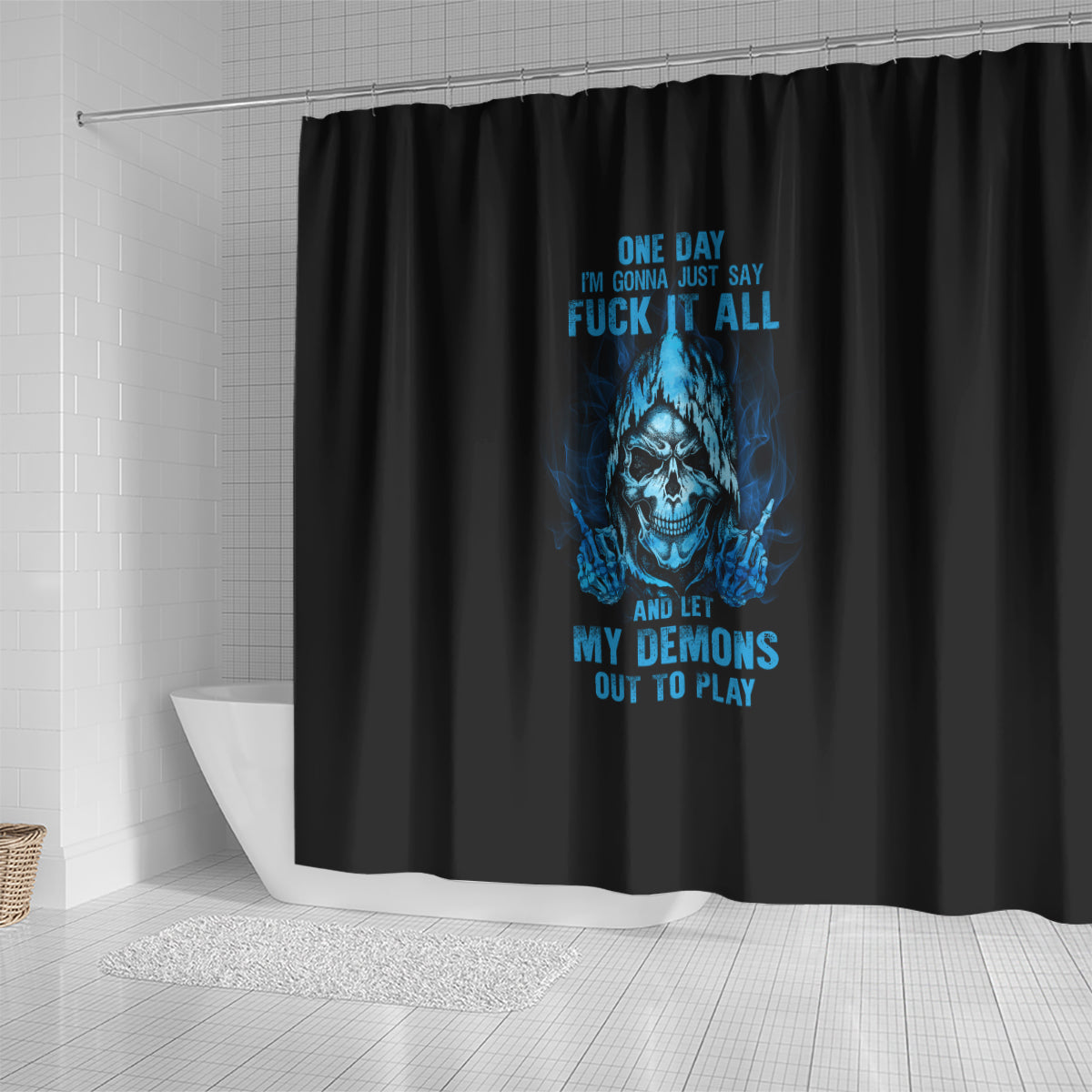 my-demons-out-to-play-skull-shower-curtain