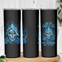 My Demons Out To Play Skull Skinny Tumbler - Wonder Print Shop