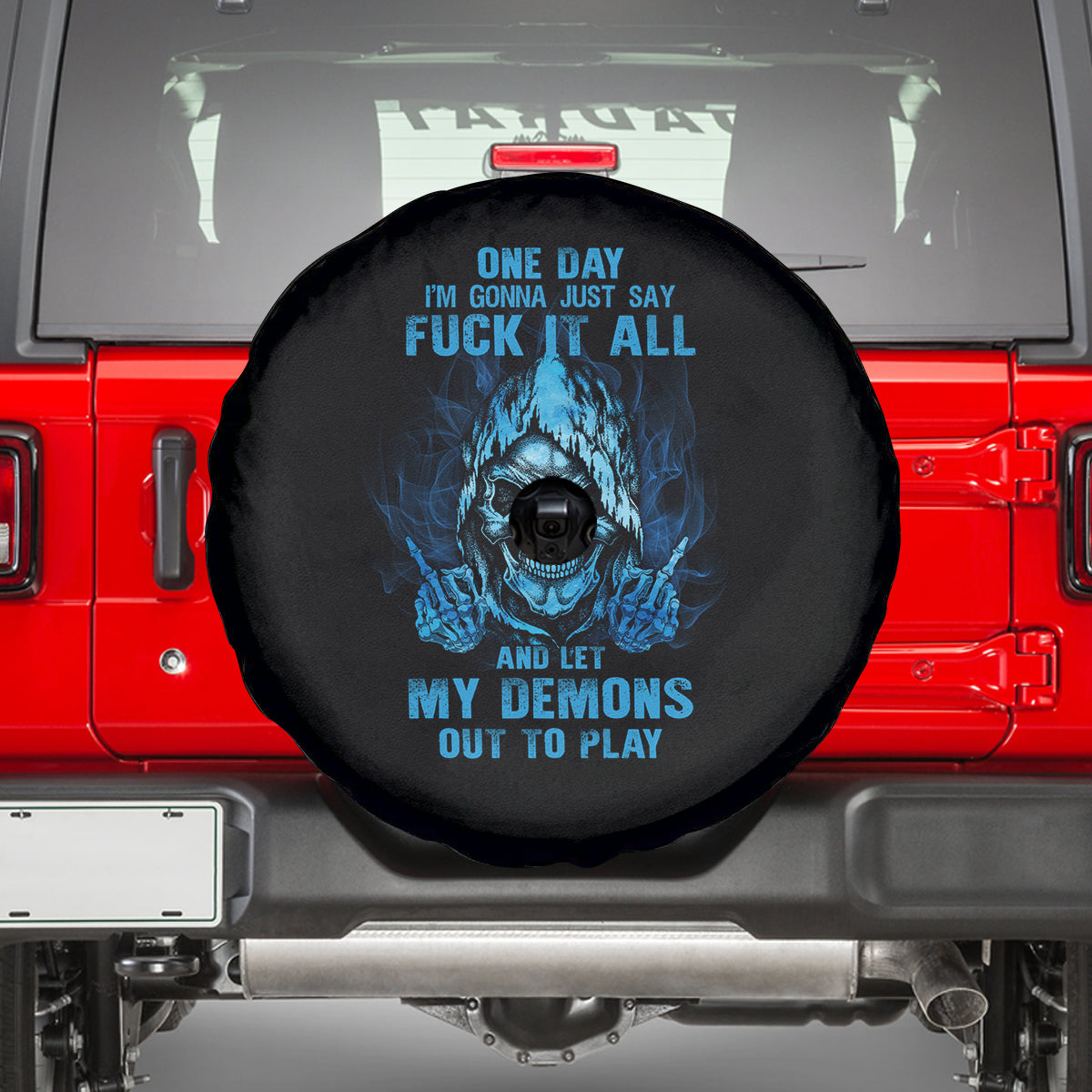 My Demons Out To Play Skull Spare Tire Cover - Wonder Print Shop
