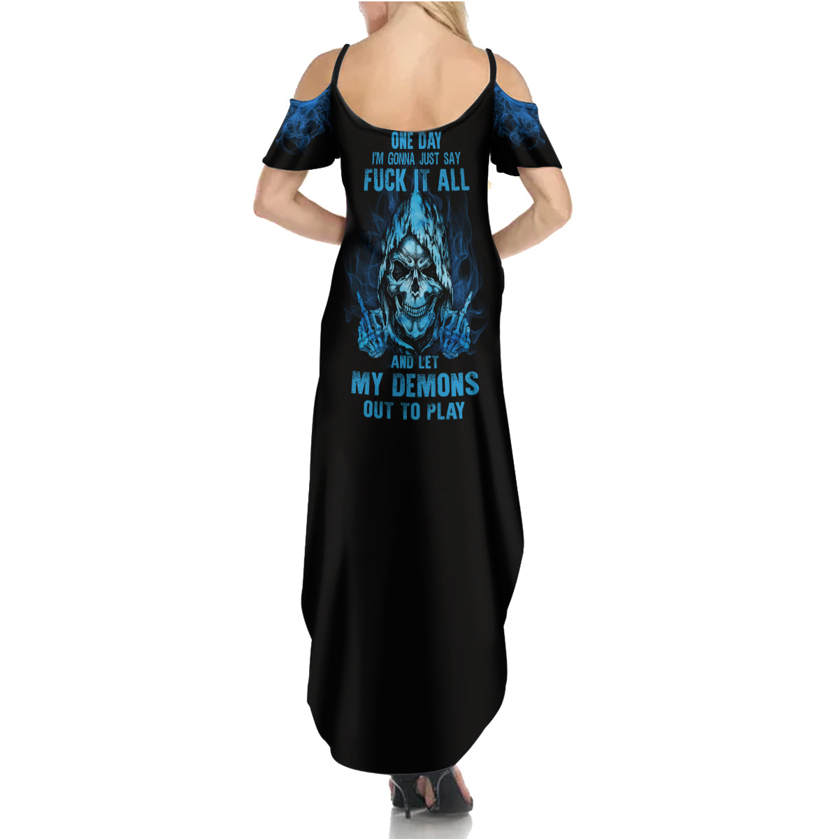 My Demons Out To Play Skull Summer Maxi Dress - Wonder Print Shop