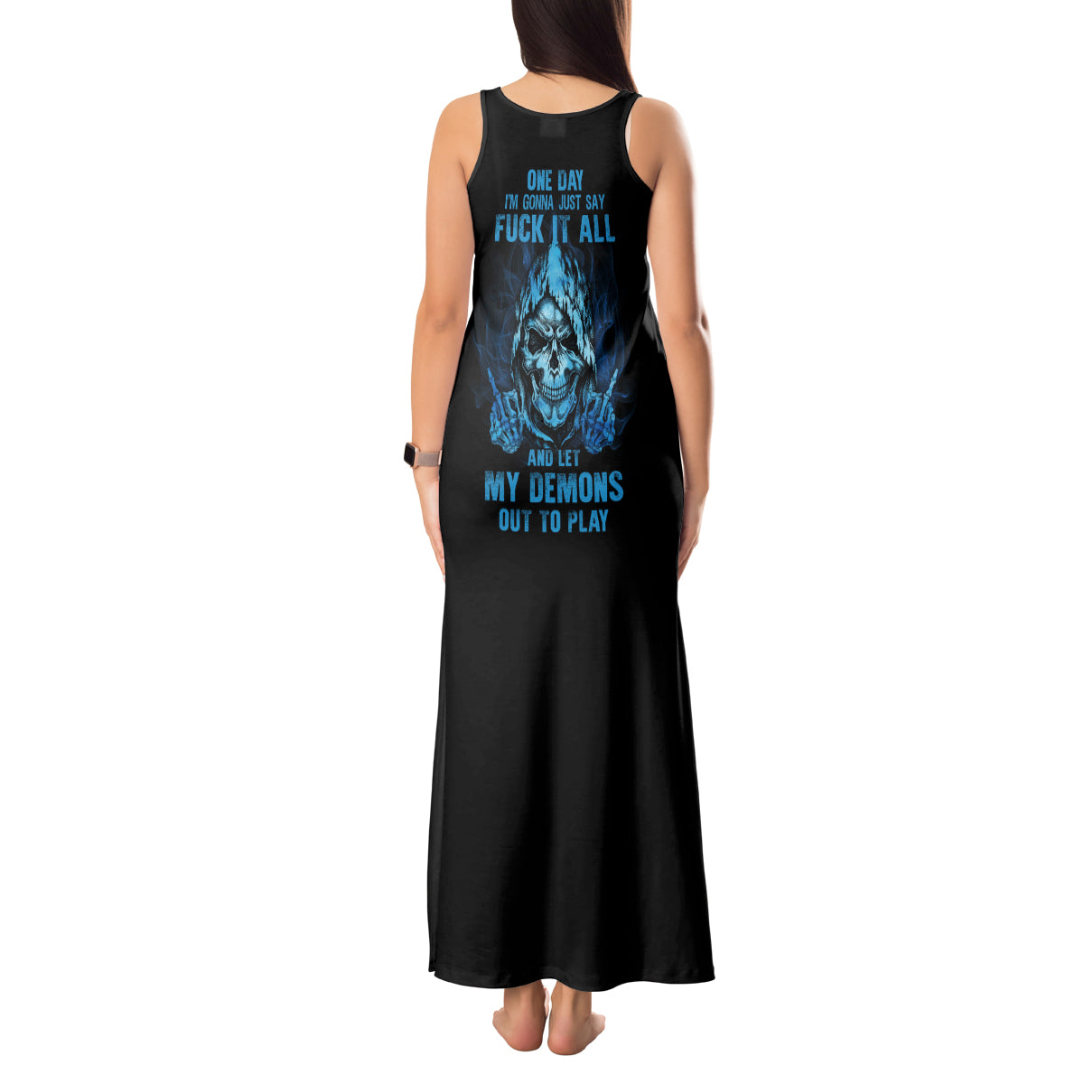 My Demons Out To Play Skull Tank Maxi Dress - Wonder Print Shop