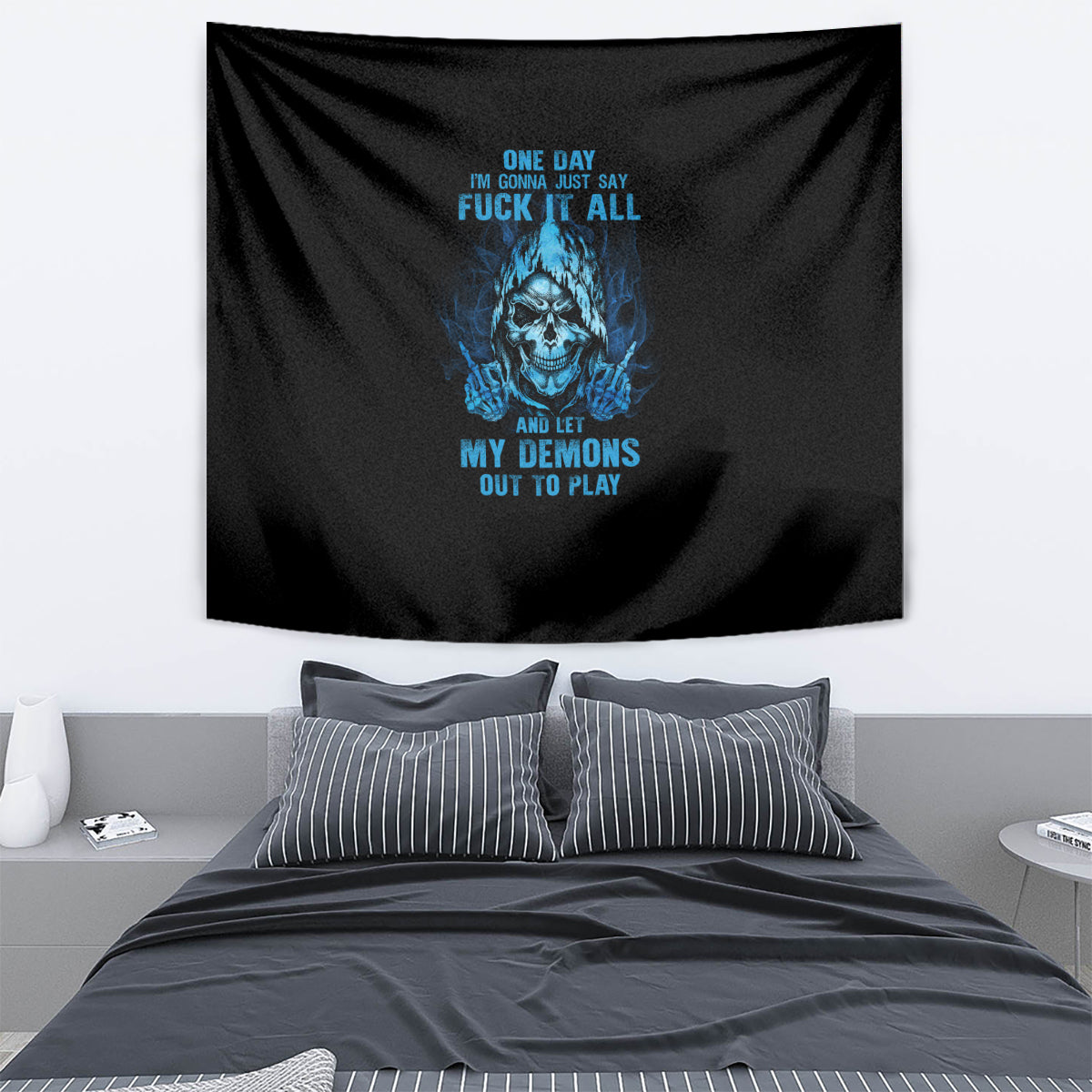 My Demons Out To Play Skull Tapestry - Wonder Print Shop