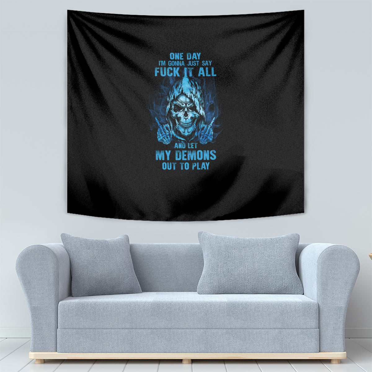 My Demons Out To Play Skull Tapestry - Wonder Print Shop