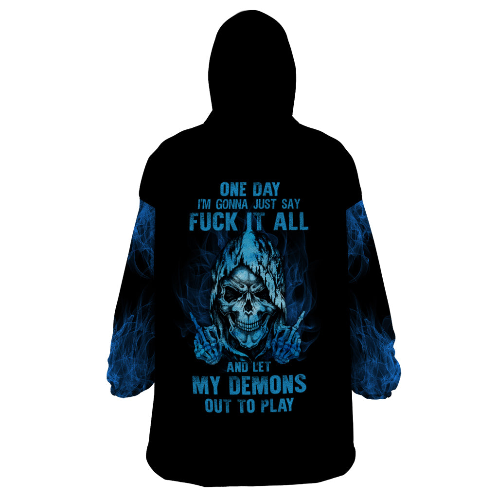 My Demons Out To Play Skull Wearable Blanket Hoodie - Wonder Print Shop