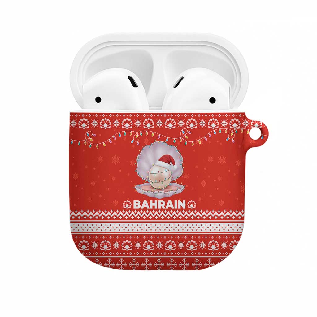 Bahrain Christmas AirPods Case with Pearl Shell Design Red Snowflake Pattern and Holiday Lights - Wonder Print Shop