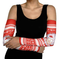 Bahrain Christmas Arm Sleeves with Pearl Shell Design Red Snowflake Pattern and Holiday Lights - Wonder Print Shop