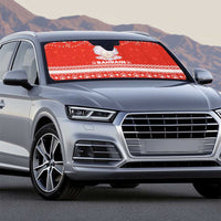 Bahrain Christmas Auto Sun Shade with Pearl Shell Design Red Snowflake Pattern and Holiday Lights - Wonder Print Shop