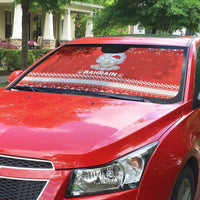 Bahrain Christmas Auto Sun Shade with Pearl Shell Design Red Snowflake Pattern and Holiday Lights - Wonder Print Shop