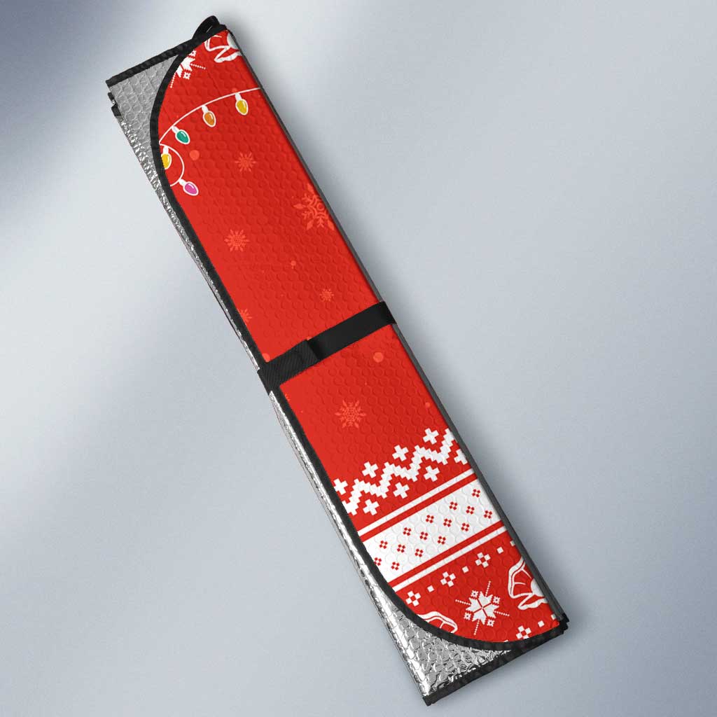 Bahrain Christmas Auto Sun Shade with Pearl Shell Design Red Snowflake Pattern and Holiday Lights - Wonder Print Shop