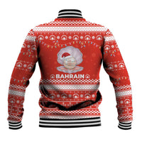 Bahrain Christmas Baseball Jacket with Pearl Shell Design Red Snowflake Pattern and Holiday Lights - Wonder Print Shop