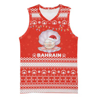 Bahrain Christmas Basketball Jersey with Pearl Shell Design Red Snowflake Pattern and Holiday Lights - Wonder Print Shop