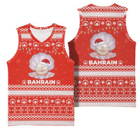 Bahrain Christmas Basketball Jersey with Pearl Shell Design Red Snowflake Pattern and Holiday Lights - Wonder Print Shop